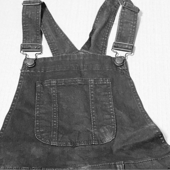 Blue Spice  BLACK Distressed Stretch Denim Bib Overall Cuffed Shorts - Picture 6 of 13